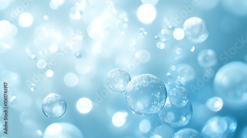 Enchanting Teal Glowing Bubbles in Dreamy Misty Ethereal Background