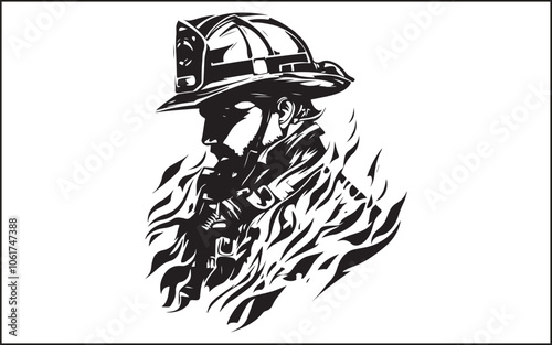 Fire Fighter silhouette Vector Art Icons and Graphics eps10 and jpg Free Download on adobestok 