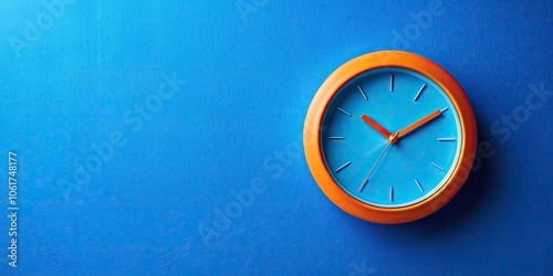 Wallpaper Mural Bright Orange Analog Clock with White Face and Blue Hour Hand - Timepiece Close-Up in Panoramic View for Home Decor and Design Inspiration Torontodigital.ca