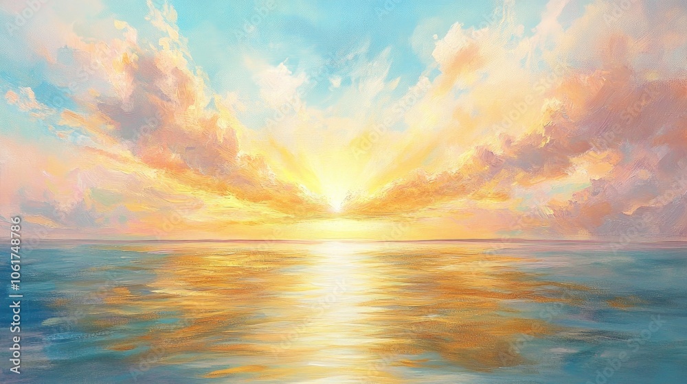 Obraz premium Serene Sunset Over Tranquil Ocean Waters