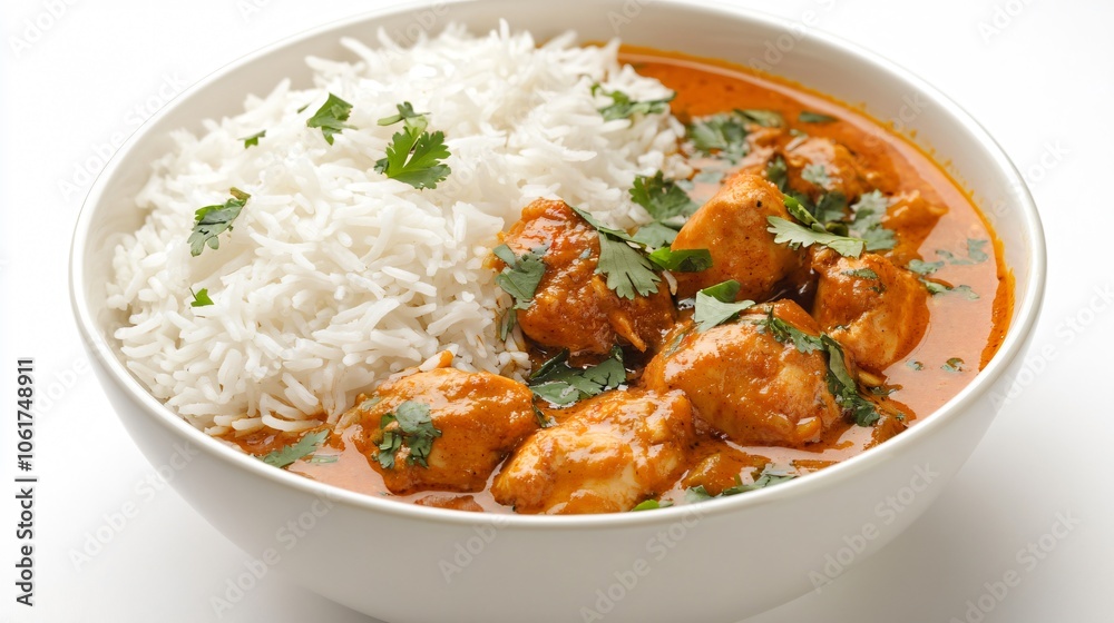 Chicken Tikka Masala with Basmati Rice in a Bowl Chicken Tikka Masala with Basmati Rice in a Bowl