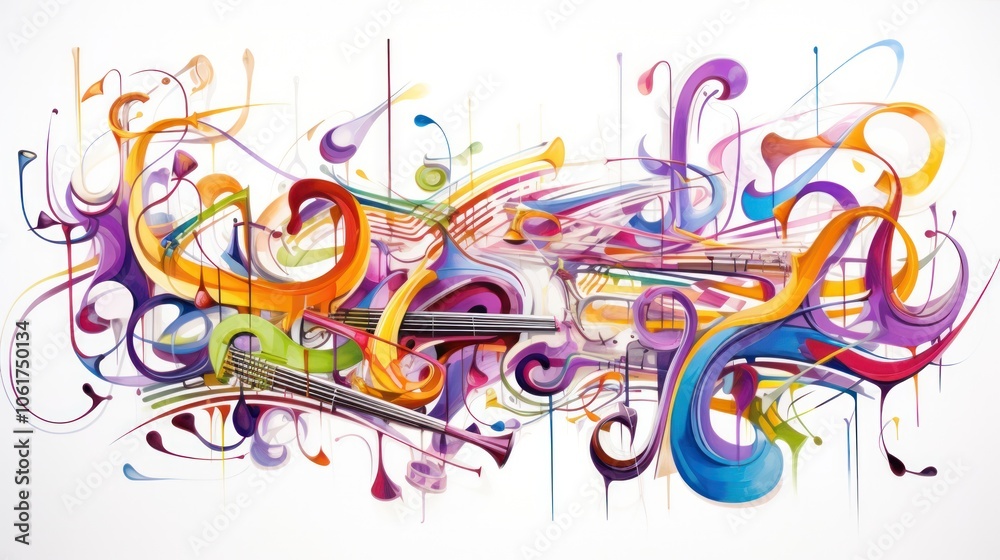musical notes creatively shaped into human-like forms, featuring a vivid array of colors such as yellows, greens, and purples. musical notes creatively shaped into human-like forms, featuring a vivid array of colors such as yellows, greens, and purples.