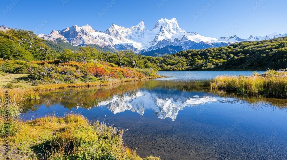 Alpine Lake Surrounded by Snow-Capped Mountains Alpine Lake Surrounded by Snow-Capped Mountains