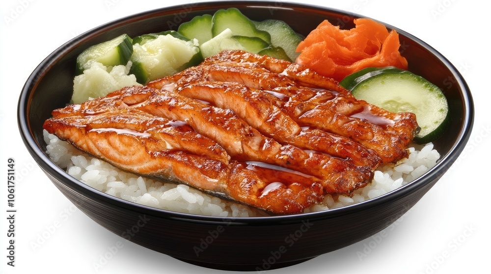 Delicious Grilled Salmon with Rice and Vegetables Delicious Grilled Salmon with Rice and Vegetables