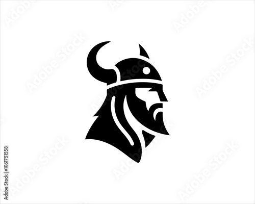 Viking Head Logo Design Vector Template. Human Viking Logo Design Icon Symbol Vector Illustration.