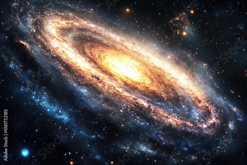 A Spiral Galaxy in a Starry Night Sky photo