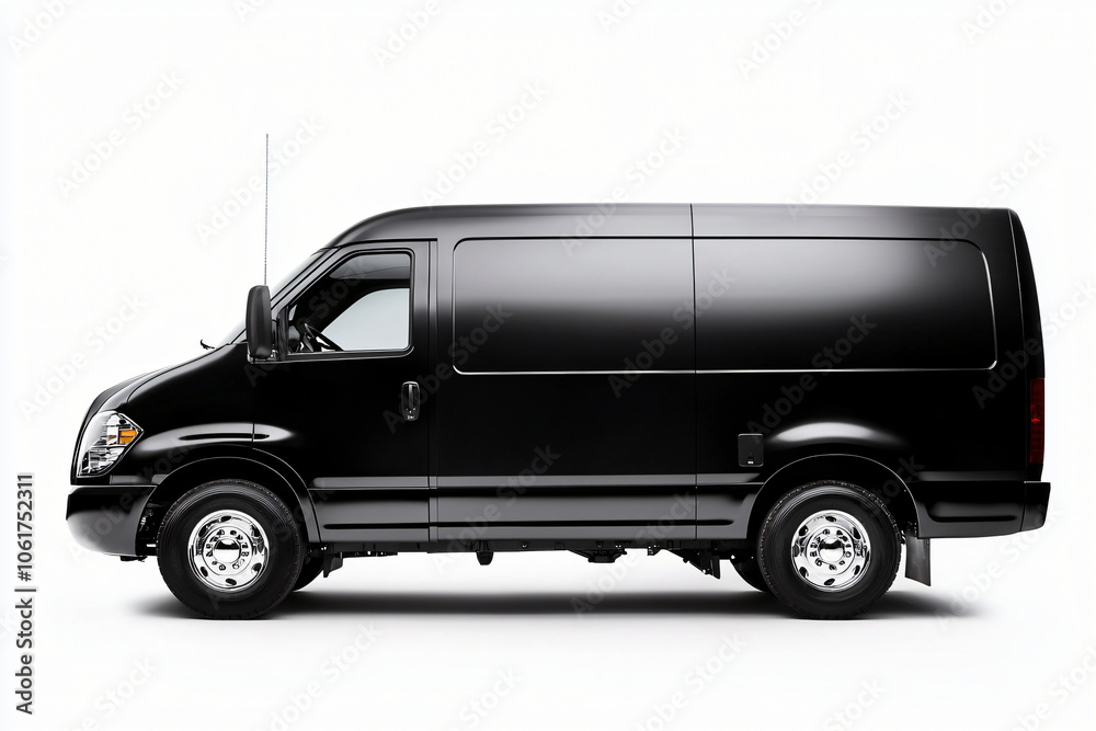 a black commercial delivery truck isolated on white background a black commercial delivery truck isolated on white background