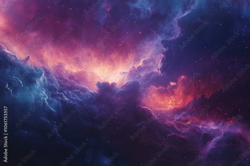 Fototapeta premium Abstract Cosmic Nebula with Glowing Clouds and Stars