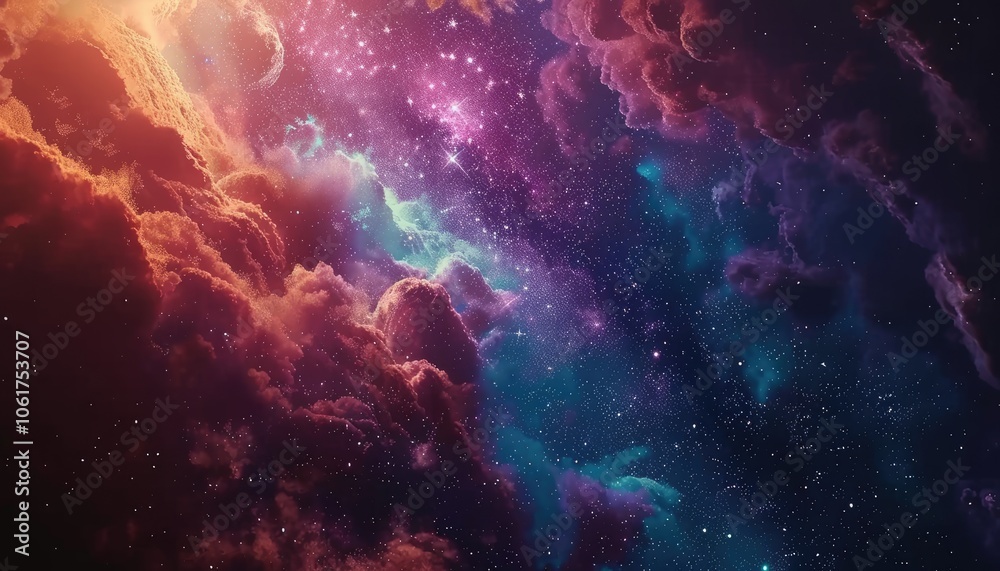 Cosmic Clouds and Stars in a Vibrant Night Sky Cosmic Clouds and Stars in a Vibrant Night Sky