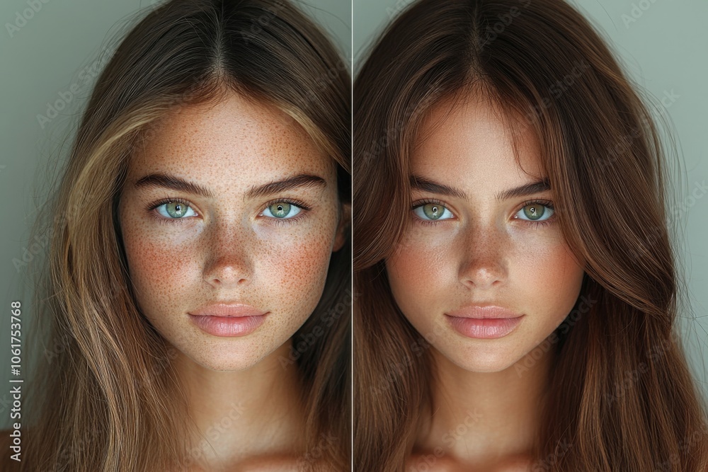 Results of microneedling before and after. Generative AI Results of microneedling before and after. Generative AI
