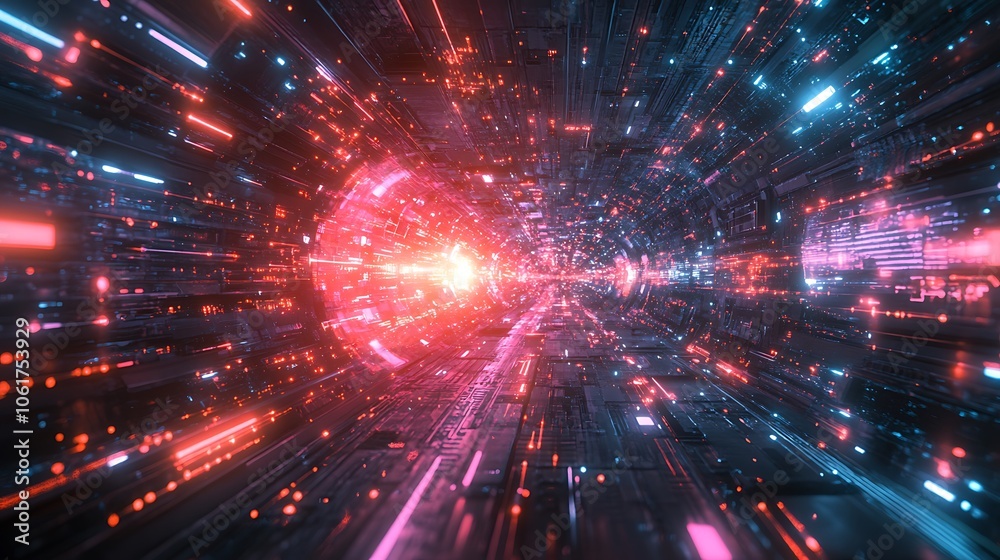 Fototapeta premium Explore the dynamic world of futuristic digital spaces