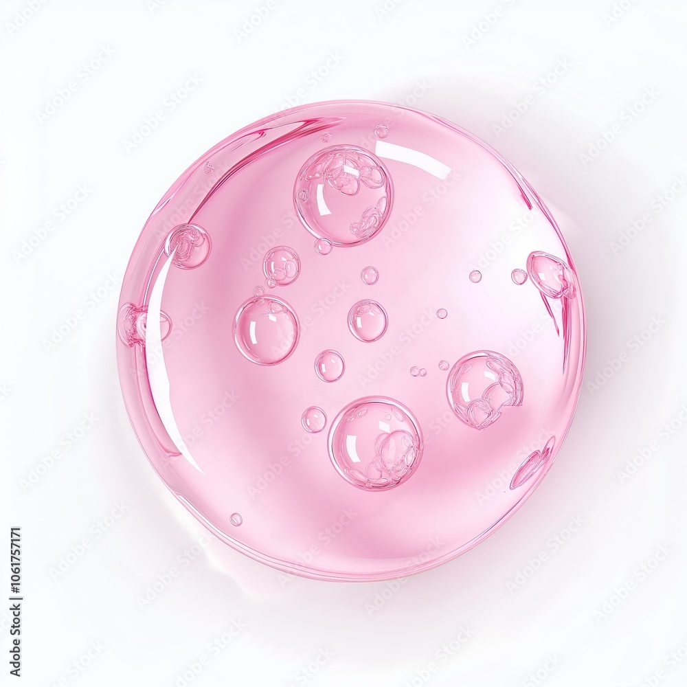 Obraz premium Pink gel drop isolated on white background. Cosmetic product sample