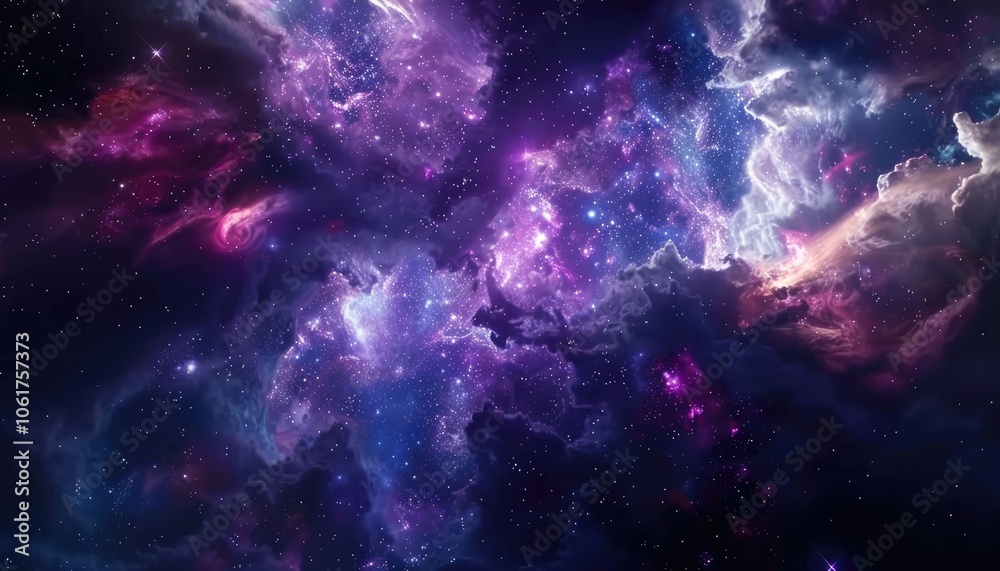 Cosmic Nebula with Stars and Swirling Gas Clouds Cosmic Nebula with Stars and Swirling Gas Clouds