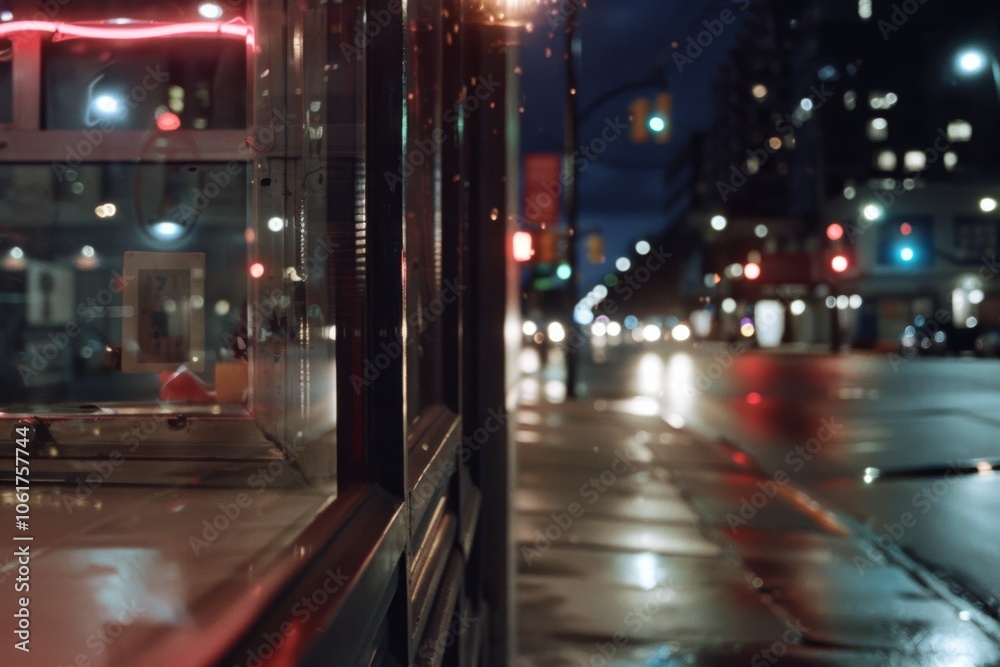 Dark reflections on a city sidewalk capture a moody, nocturnal cityscape, with lights shimmering in contrast to the urban darkness. Dark reflections on a city sidewalk capture a moody, nocturnal cityscape, with lights shimmering in contrast to the urban darkness.