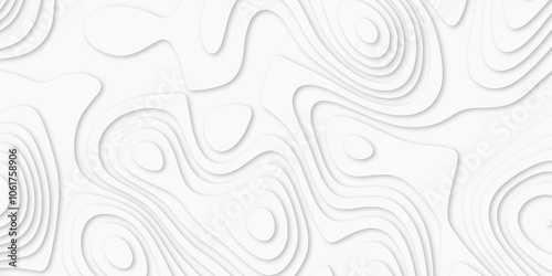Abstract luxury white modern 3d papercut background. Minimal abstract vector wave carve diamond topography line circle creative topography map circle and wave line smooth multilayer pattern. papercut.