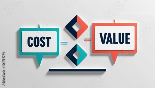 Conceptual illustration comparing cost and value in business, highlighting their relationship and importance in decision making.
