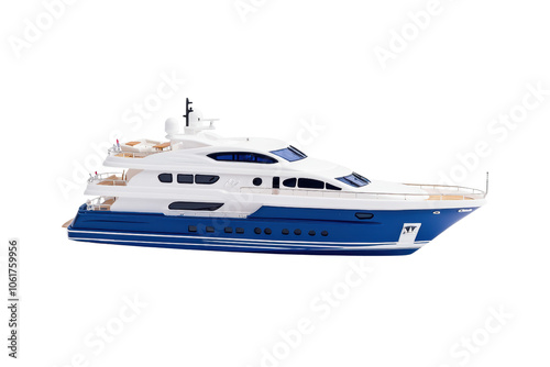 Elegant Yacht in Blue and White Design