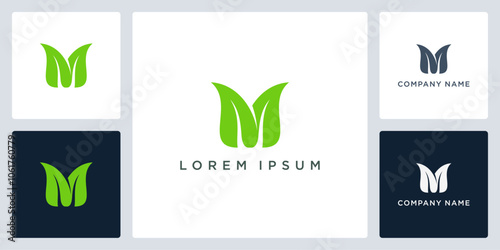 Leaf letter M logo and icon editable