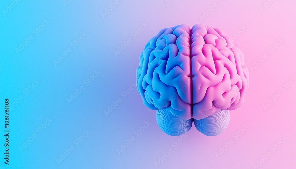 Minimalist Brain Icon on Pastel Background - Vector Illustration Minimalist Brain Icon on Pastel Background - Vector Illustration
