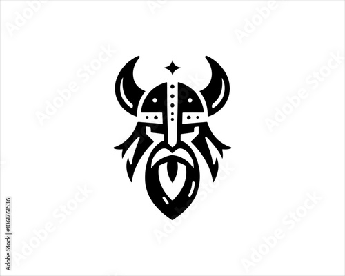 Viking Head Logo Design Vector Template. Human Viking Logo Design Icon Symbol Vector Illustration.