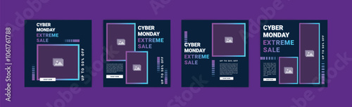 Cyber ​​Monday sale promotion banner. Social media post template for Cyber ​​Monday sale promotion.