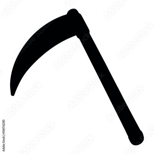 Black silhouette of a grim reaper s scythe on a white background