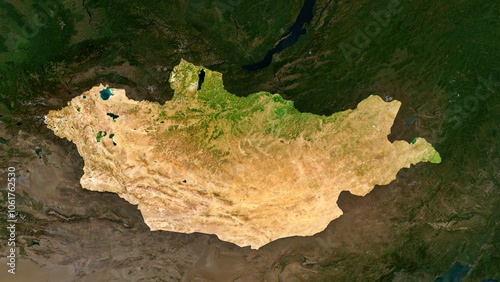 Fotografie 4K Mongolia Territory Map in Asia, High Resolution Satellite View, Widescreen 4K