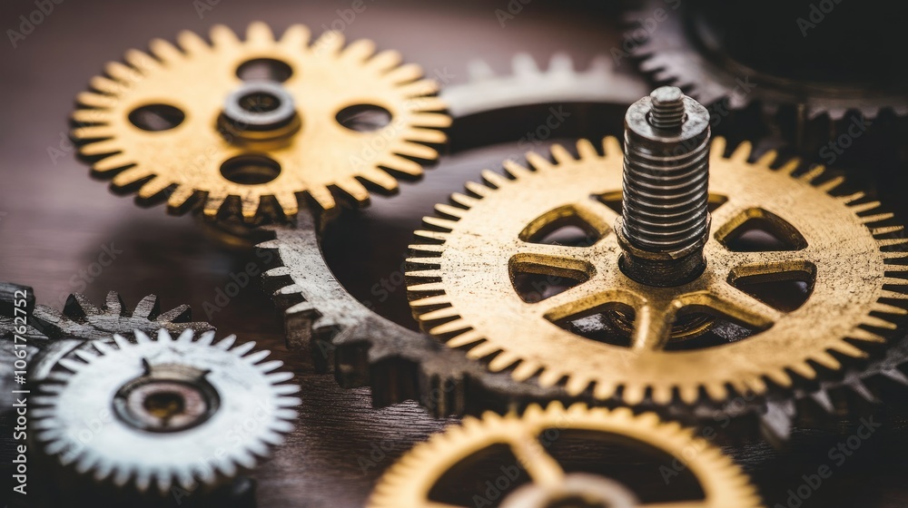Intricate Arrangement of Golden and Silver Gears Intricate Arrangement of Golden and Silver Gears