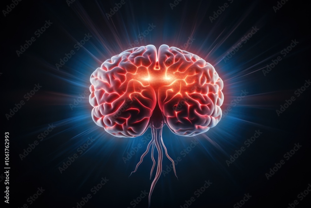 Obraz premium Brain blue invertebrate illuminated.