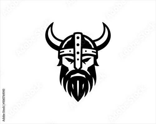 Viking Head Logo Design Vector Template. Human Viking Logo Design Icon Symbol Vector Illustration.