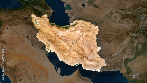 4K Iran Territory Map in Asia, High Resolution Satellite View, Widescreen 4K Resolution