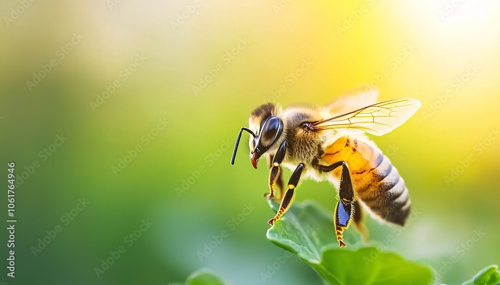 Enchanting Biodiversity: Broccoli Plant with Bee Pollination in Natural Light Enchanting Biodiversity: Broccoli Plant with Bee Pollination in Natural Light