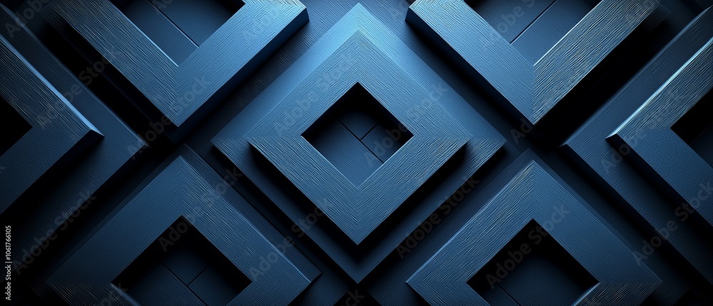 Abstract geometric pattern featuring layered blue shapes with a modern aesthetic. Abstract geometric pattern featuring layered blue shapes with a modern aesthetic.