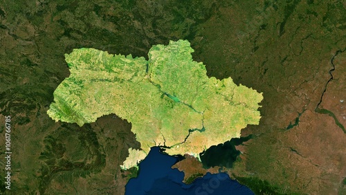 4K Ukraine Territory Map in Europe, High Resolution Satellite View, Widescreen 4K Resolution