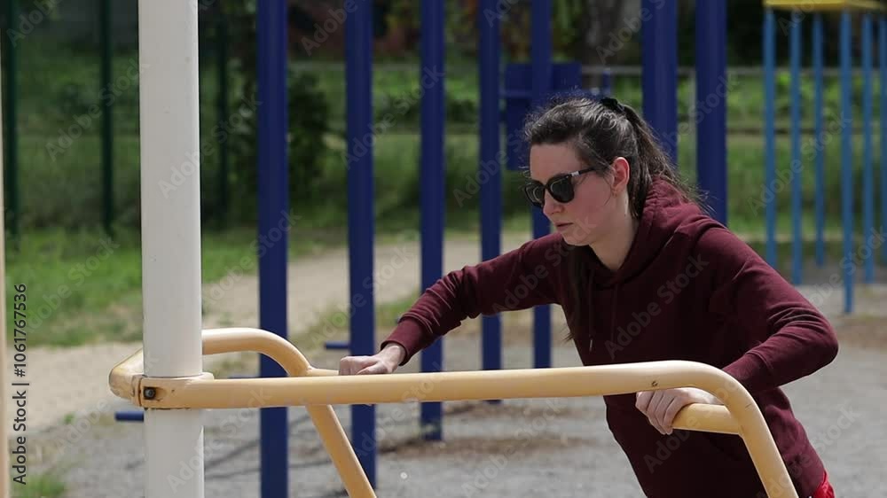Woman exercising or doing workout session outside