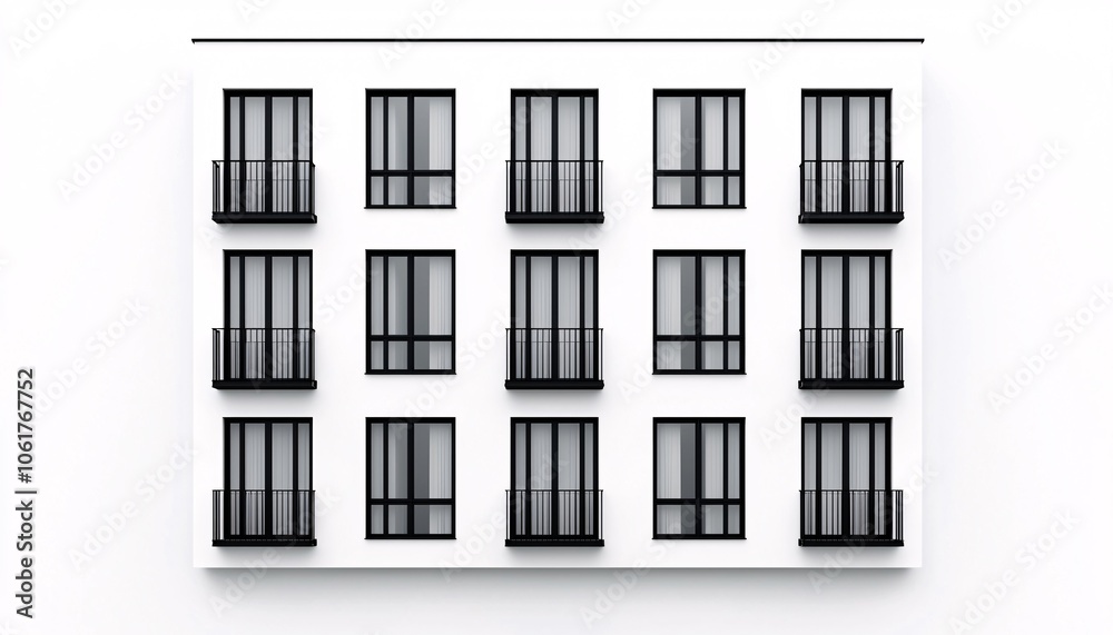 Modern Monochromatic Apartment Building Icon for Urban Living Modern Monochromatic Apartment Building Icon for Urban Living