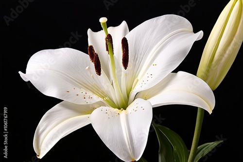 lily luxe a pure white lily with long trumpet shaped petals and photo