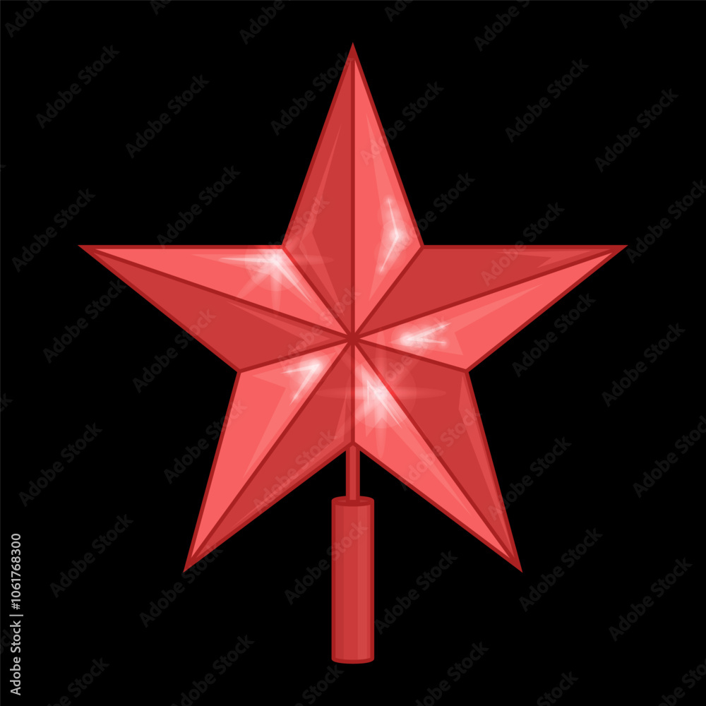 Obraz premium Glowing red star on a holder. Vector illustration.