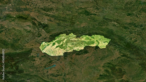 4K Slovakia Territory Map in Europe, High Resolution Satellite View, Widescreen 4K Resolution