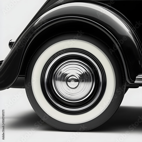 close-up of a vintage car's wheel in motion on a sunny day highlighted by white, vintage, png photo