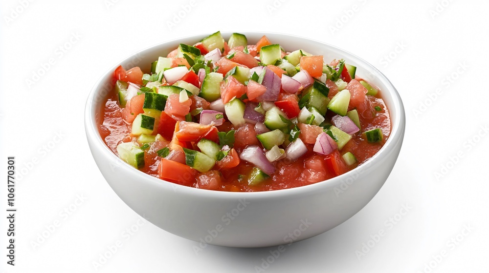 Fresh Tomato and Cucumber Salad in White Bowl Fresh Tomato and Cucumber Salad in White Bowl
