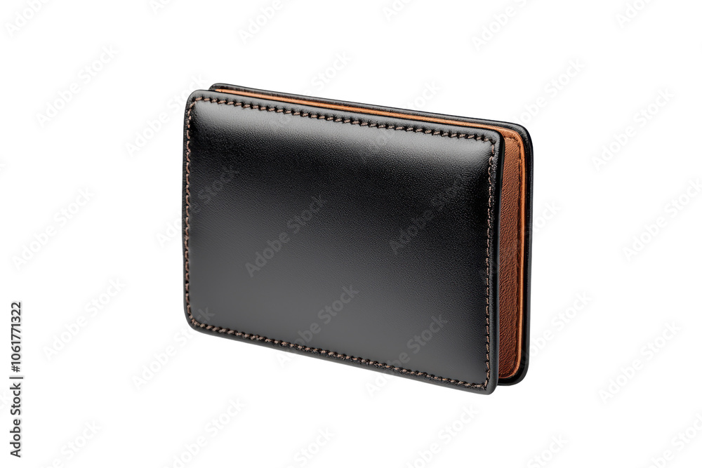 Elegant Black Leather Wallet on White Background Elegant Black Leather Wallet on White Background