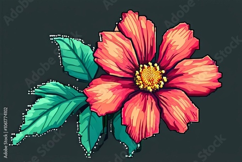 pixel art flower a flower recreated in pixel art giving it a ret photo