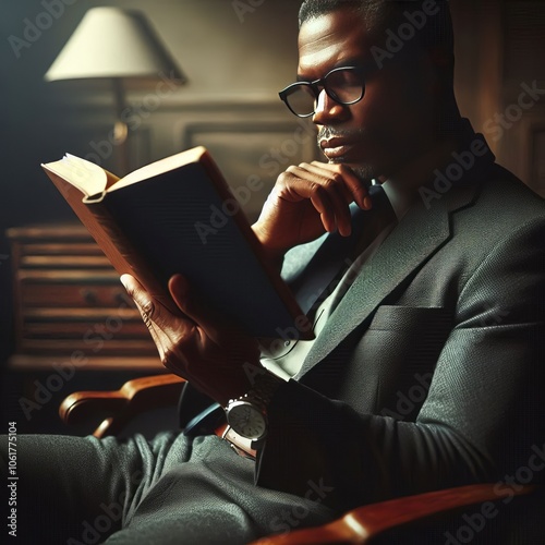 32 The Silent Reader A man in his forties wearing glasses sits i photo