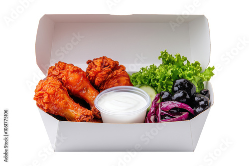 Crispy Chicken Wings with Fresh Sides and Dip