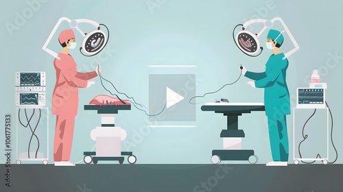 Healthcare Team Performing Medical Procedure in Hospital Operating Room