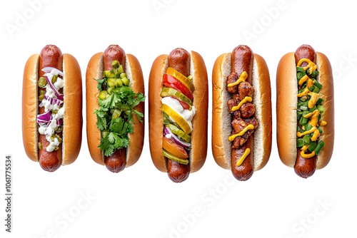 Colorful Variety of Gourmet Hot Dogs on Display