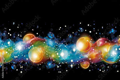 shimmering stars colorful foam and bubbles with a starry celesti photo