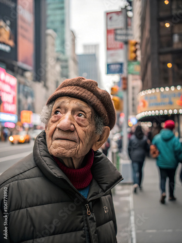 Elderly man on the streets of New York