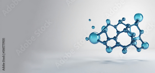 Molecule model, molecular background, 3d rendering, on a light background, with space for copy and paste
